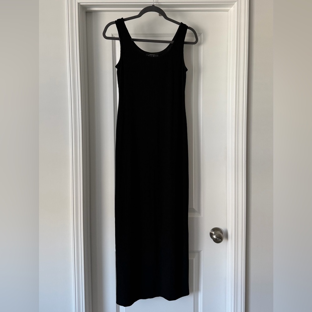 Alex Evenings Black Ribbed Maxi Tank Dress